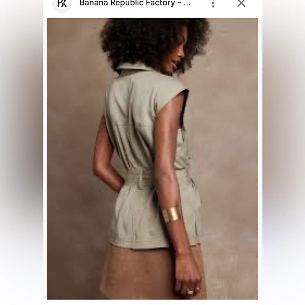 Banana Republic Sleeveless Belted Blazer Jacket in Light Beige - Picture 4 of 16